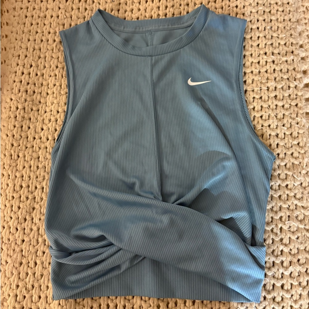 Nike Women's Dusty Blue Ribbed Twist-Front Tank